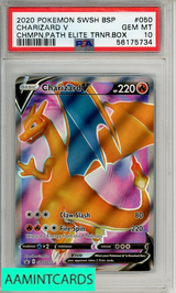 2020 POKEMON SWSH BLACK STAR PROMO CHARIZARD V #050 CHMPN PATH ETB PSA 10 56175734