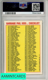 1985 GARBAGE PAIL KIDS STICKERS DEAD TED #5A STICKERS-CHECKLIST PSA 9 MINT 75941826