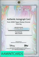 2026 TOPPS CHROME SAPPHIRE DISNEY ALADDIN GENIE WILL SMITH AUTO #AA-WS 999926856505