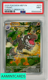 2026 POKEMON MEP EN-ME BLACK STAR PROMO TYRUNT #070 PERFECT ORDER ETB PSA 9 155693099