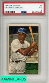 1952 BOWMAN ORESTES MINOSO #5 PSA 3 VG 42674632