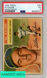 1956 TOPPS AL KALINE #20 WHITE BACK PSA 3 VG 86069514
