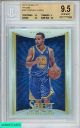 2012 PANINI SELECT STEPHEN CURRY #39 SILVER PRIZM BGS 9.5 GEM MINT 0012777889