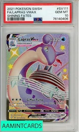 2021 POKEMON SWORD SHIELD SHINING FATES FA LAPRAS VMAX #SV111 PSA 10 GEM MT 76140406