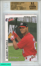2000 MIDWEST LEAGUE TOP PROSPECTS MULTI-AD ALBERT PUJOLS #21 ROOKIE RC BGS 9.5 0003265178