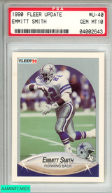 1990 FLEER UPDATE EMMITT SMITH #U-40 ROOKIE RC PSA 10 GEM MT 04002643