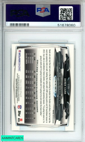 2014 TOPPS CHROME MINI DEREK CARR #115 WITH BALL RAIDERS ROOKIE RC PSA 9 MINT 51678060