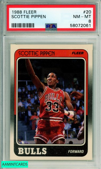 1988 FLEER SCOTTIE PIPPEN #20 ROOKIE HOF CHICAGO BULLS PSA NM-MT 8 58072061