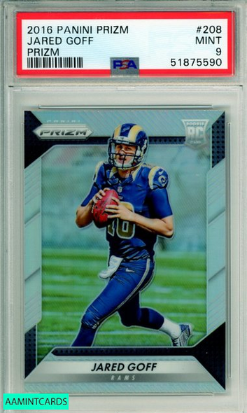 2016 PANINI PRIZM JARED GOFF #208 PRIZM ROOKIE LOS ANGELES RAMS RC PSA 9 MINT 51875590