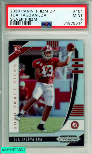 2020 PANINI PRIZM DRAFT PICKS TUA TAGOVAILOA #101 SILVER PRIZM ROOKIE PSA 9 MINT 51875514