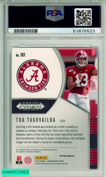 2020 PANINI PRIZM DRAFT PICKS TUA TAGOVAILOA #101 RED PRIZM ROOKIE RC PSA 9 MINT 51875523