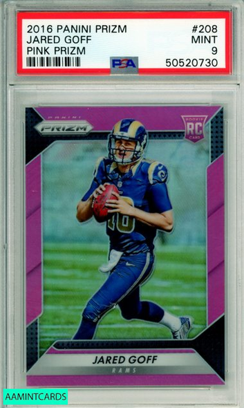 2016 PANINI PRIZM JARED GOFF #208 PINK PRIZM ROOKIE RC PSA 9 MINT POP 4 50520730