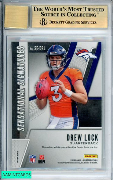 2019 PANINI PRIZM DREW LOCK #5 SENSATIONAL SIGNATURES ROOKIE RC BGS 9.5 AUTO 10 0012052361