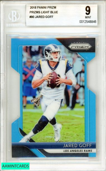 2018 PANINI PRIZM JARED GOFF #90 PRIZMS LIGHT BLUE RAMS SP BGS 9 MINT 0012548846