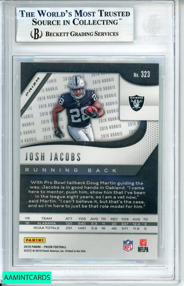 2019 PANINI PRIZM JOSH JACOBS #323 PRIZMS NEON GREEN PULSAR RC BGS 8.5 0012548842