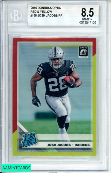 2019 DONRUSS OPTIC JOSH JACOBS #158 RED   YELLOW RATED ROOKIE RC BGS 8.5 0012547102