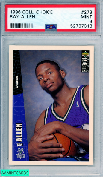 1996 COLLECTORS CHOICE RAY ALLEN #278 ROOKIE HOF BUCKS RC PSA 9 MINT 52767318