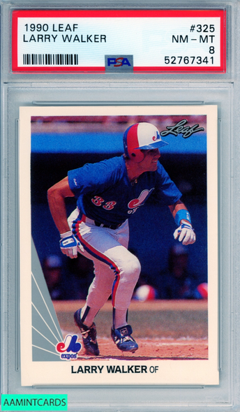 1990 LEAF LARRY WALKER #325 ROOKIE HOF MONTREAL EXPOS RC PSA 8 NM-MT 52767341