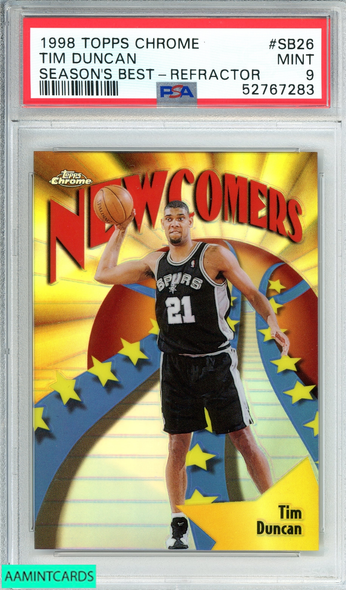 1998 TOPPS CHROME TIM DUNCAN #SB26 SEASON S BEST-REFRACTOR SPURS HOF PSA 9 MINT 52767283