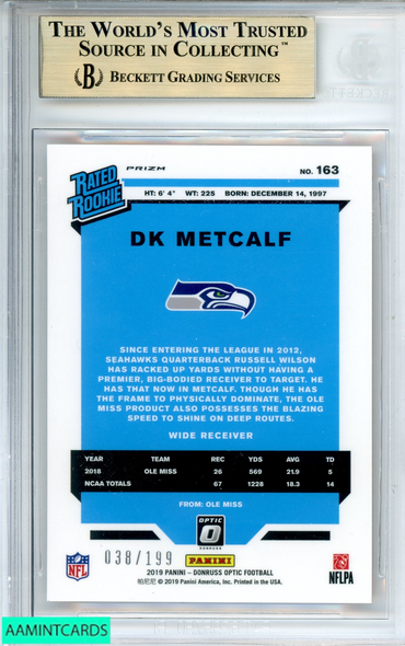 2019 DONRUSS OPTIC D K METCALF #163 ORANGE RATED ROOKIE RC SSP BGS 9.5 GEM MT 0012547004