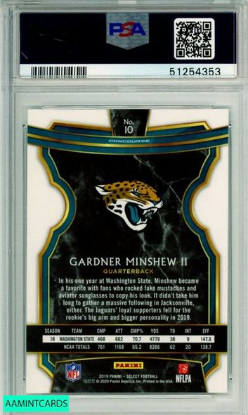 2019 PANINI SELECT GARDNER MINSHEW II #10 ROOKIE JAGUARS PSA GEM MT 10 51254353