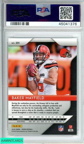 2018 PANINI PRIZM BAKER MAYFIELD #201CLEVELAND BROWNS ROOKIE RC PSA 10 GEM MT 45041376