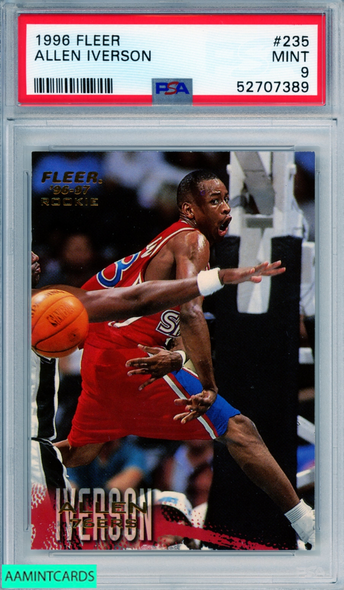 1996 FLEER ALLEN IVERSON #235 ROOKIE HOF PHILADELPHIA 76ERS RC PSA 9 MINT 52707389