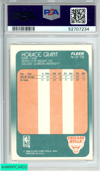 1988 FLEER HORACE GRANT #16 PSA 8 NM-MT 52707234