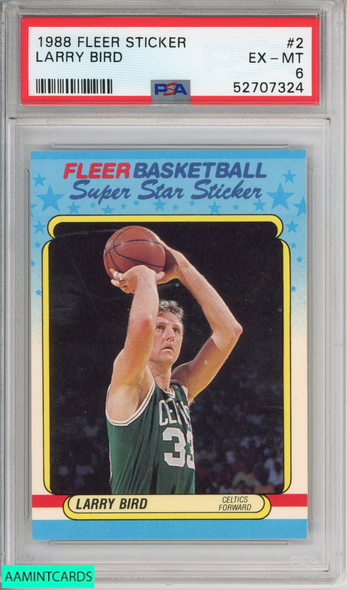 1988 FLEER STICKER LARRY BIRD #2 HOF BOSTON CELTICS PSA 6 EX-MT 52707324