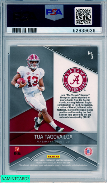 2020 PANINI CHRONICLES DP PLAYOFF TUA TAGOVAILOA #3 PLAYOFF ROOKIE PSA 10 GEM MT 52939636