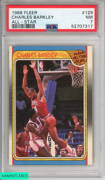 1988 FLEER CHARLES BARKLEY #129 ALL-STAR HOF PHILADELPHIA 76ERS PSA 7 NM 52707317