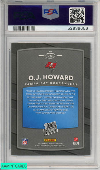 2017 PANINI DONRUSS OJ HOWARD #342 ROOKIE BUCCANEERS RC PSA 9 MINT 52939656