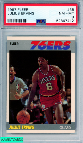 1987 FLEER JULIUS ERVING #35 HOF PHILADELPHIA 76ERS PSA 8 NM-MT 52867412