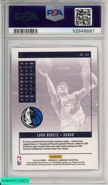 2019 PANINI CHRONICLES LUKA DONCIC #159 DALLAS MAVERICKS PSA 9 MINT 52646687