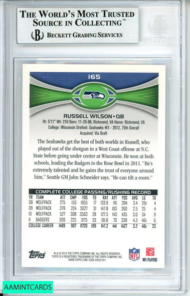 2012 TOPPS RUSSELL WILSON #165 SEATTLE SEAHAWKS ROOKIE RC BGS 8.5 NM MT+ 0012546871