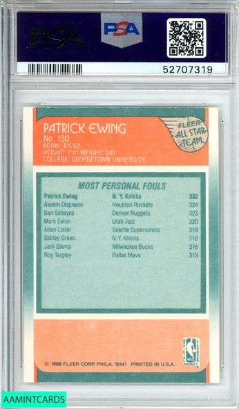 1988 FLEER PATRICK EWING #130 ALL-STAR NEW YORK KNICKS PSA 8 NM-MT 52707319