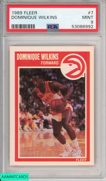 1989 FLEER DOMINIQUE WILKINS #7 HOF ATLANTA HAWKS PSA 9 MINT 53086992