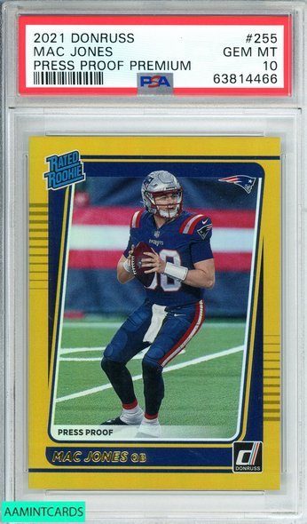 2021 PANINI DONRUSS MAC JONES #255 PRESS PROOF PREMIUM ROOKIE RC PSA 10 GEM MT 63814466