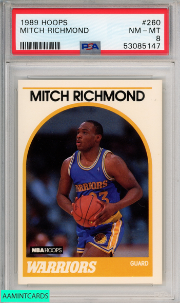 1989 HOOPS MITCH RICHMOND #260 GOLDEN STATE WARRIORS ROOKIE RC HOF PSA 8 NM-MT 53085147