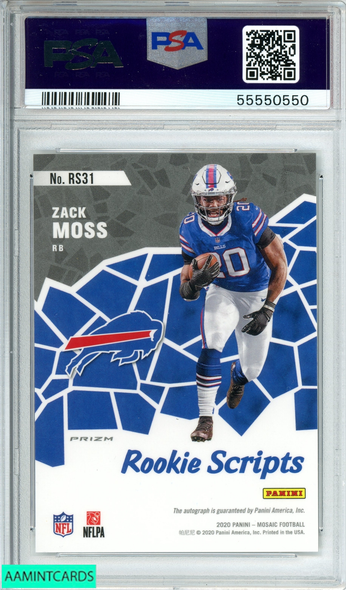 2020 PANINI MOSAIC ZACK MOSS #RS31 ROOKIE SCRIPTS ROOKIE RC PSA 10 GEM MT 55550550