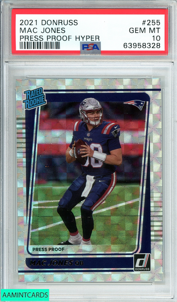 2021 PANINI DONRUSS MAC JONES #255 PRESS PROOF HYPER ROOKIE RC PSA 10 GEM MT 63958328