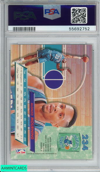 1992 ULTRA ALONZO MOURNING #234 ROOKIE RC CHARLOTTE HORNETS HOF PSA 9 MINT 55692752