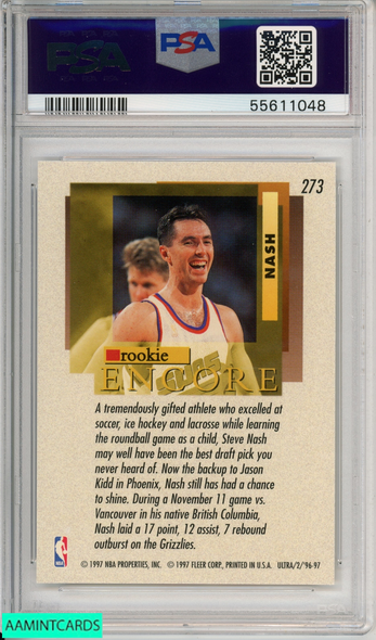 1996 ULTRA STEVE NASH #273 ROOKIE PHOENIX SUNS HOF RC PSA 9 MINT 55611048