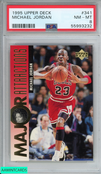 1995 UPPER DECK MICHAEL JORDAN #341 MAJOR ATTRACTIONS PSA 8 NM-MT 55993232