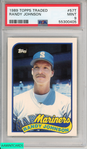 1989 TOPPS TRADED RANDY JOHNSON #57T ROOKIE SEATTLE MARINERS HOF RC PSA 9 MINT 55300405