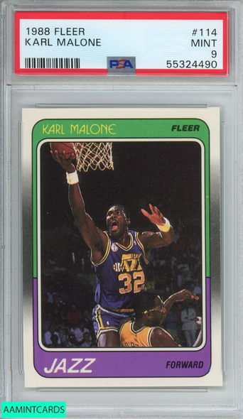 1988 FLEER KARL MALONE #114 UTAH JAZZ HOF PSA 9 MINT 55324490