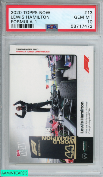 2020 TOPPS NOW FORMULA 1 LEWIS HAMILTON #13 ROOKIE RC PSA 10 GEM MT 58717472