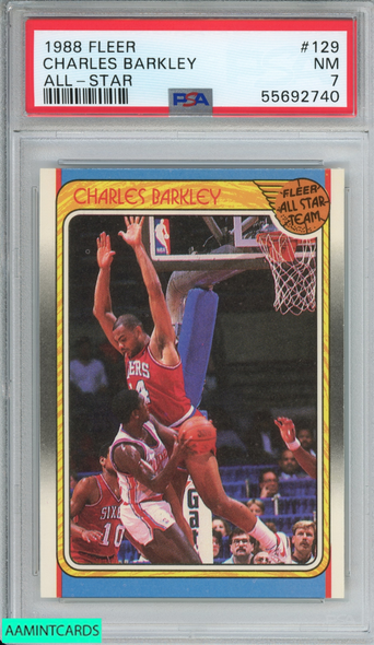 1988 FLEER CHARLES BARKLEY #129 ALL-STAR PHILADELPHIA 76ERS HOF PSA 7 NM 55692740