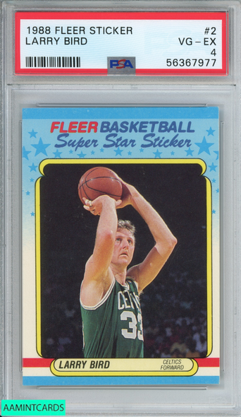 1988 FLEER STICKER LARRY BIRD #2 BOSTON CELTICS HOF PSA 4 VG-EX 56367977