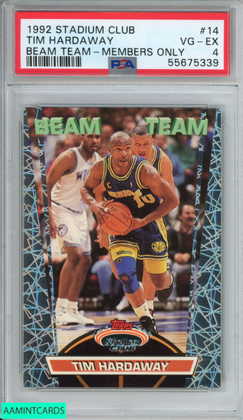 1992 STADIUM CLUB TIM HARDAWAY #14 BEAM TEAM-MEMBERS ONLY WARRIORS PSA 4 VG-EX 55675339